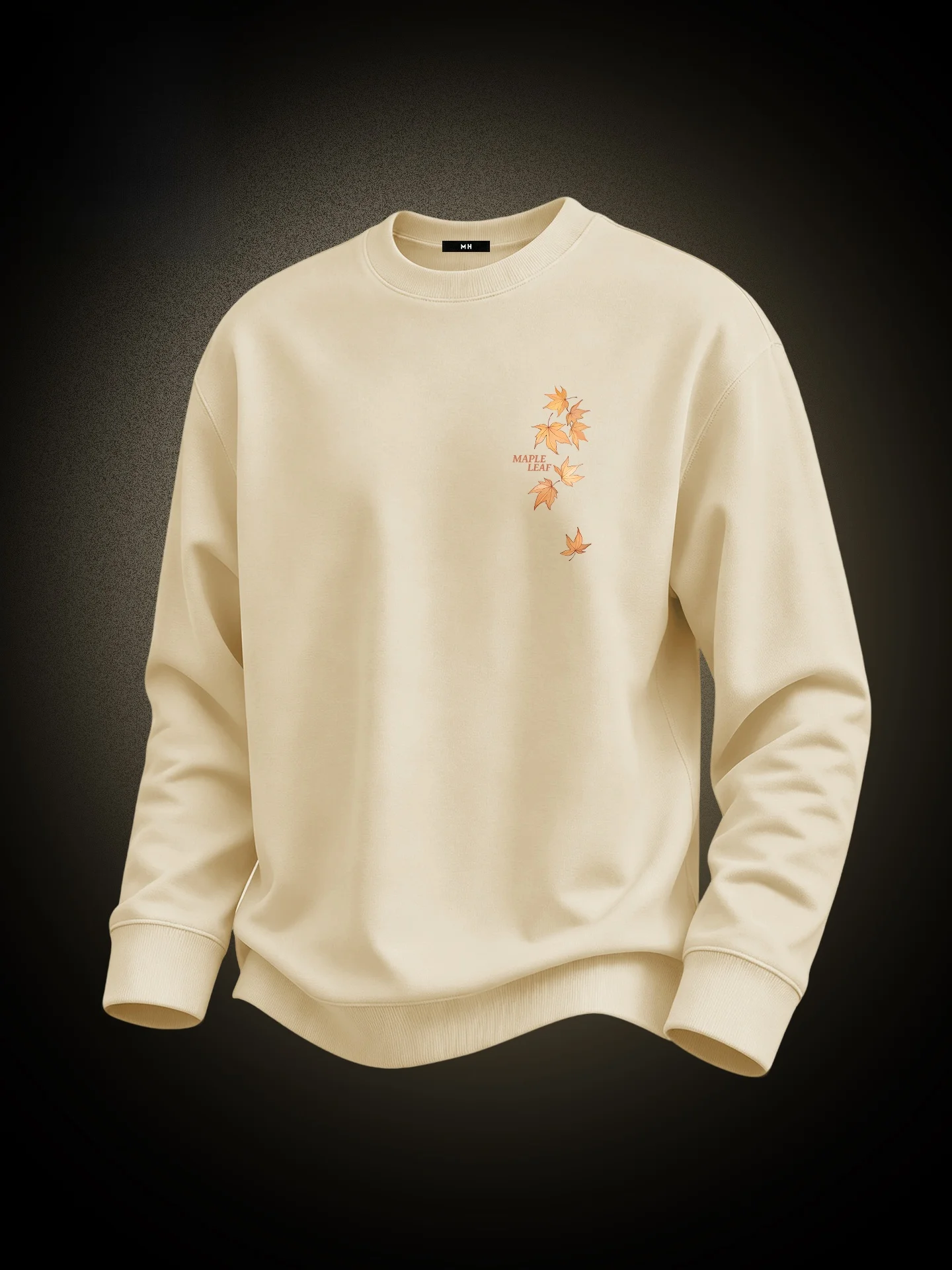 Camiseta Masculina de Manga Longa Solta com Capuz, Estampa de Folhas, Estilo Casual, Caimento Padrão, Mistura de Poliéster e ...