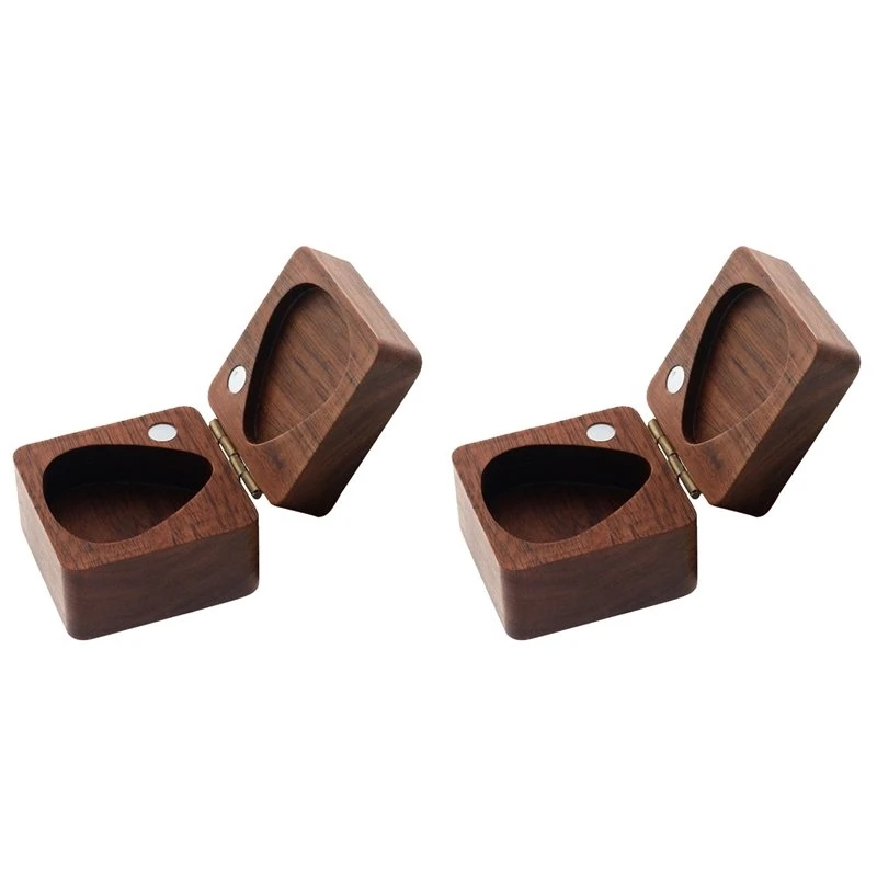 T22C 2X Guitar Pick Box Walnut Guitar Pick Storage Case Holder Organizer For Bass Ukulele Musical Instrument Accessories