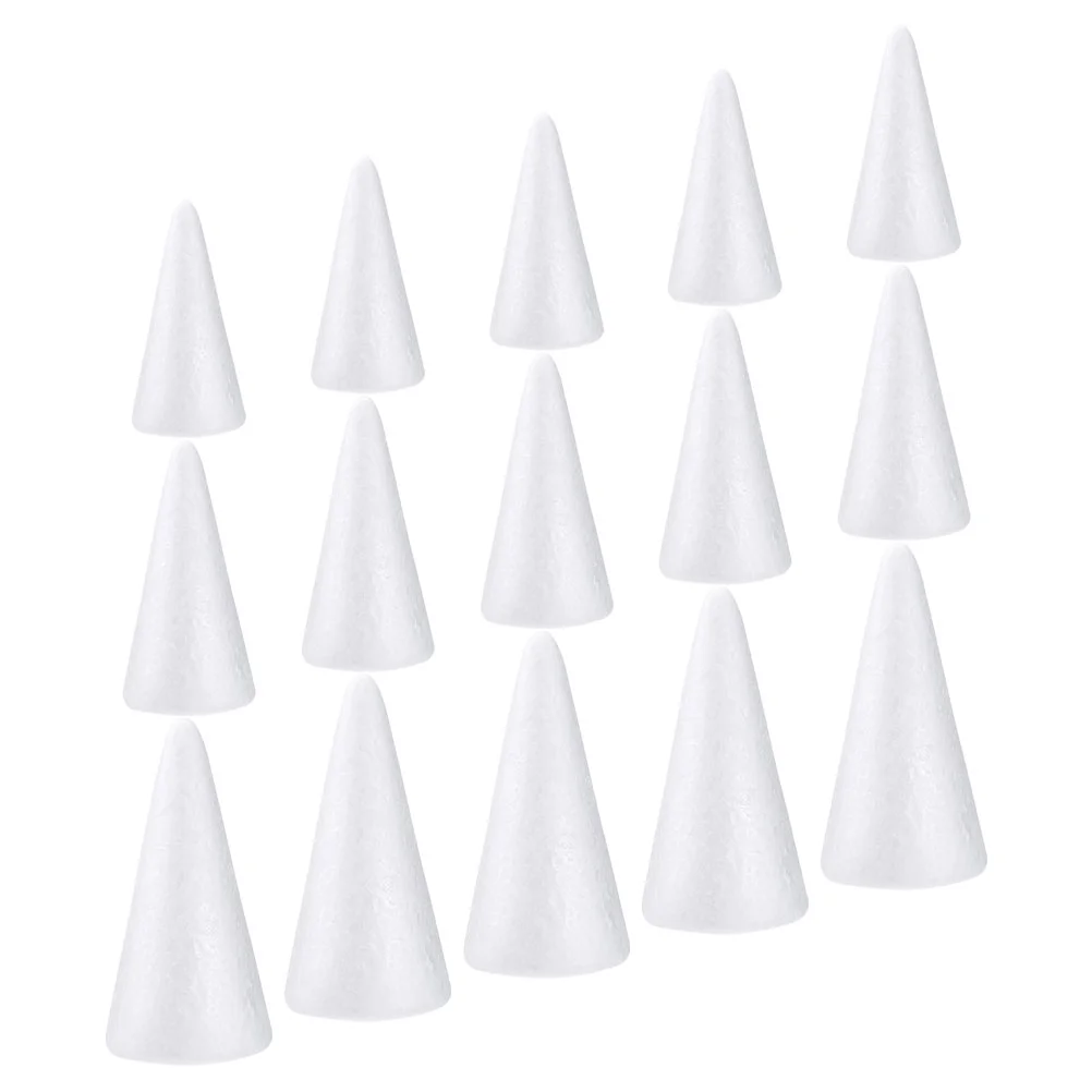 

15 Pcs Foam Cone Christmas White Cones Drawing Adornments Ornament Toys Filler Craft Kindergarten Child Kids