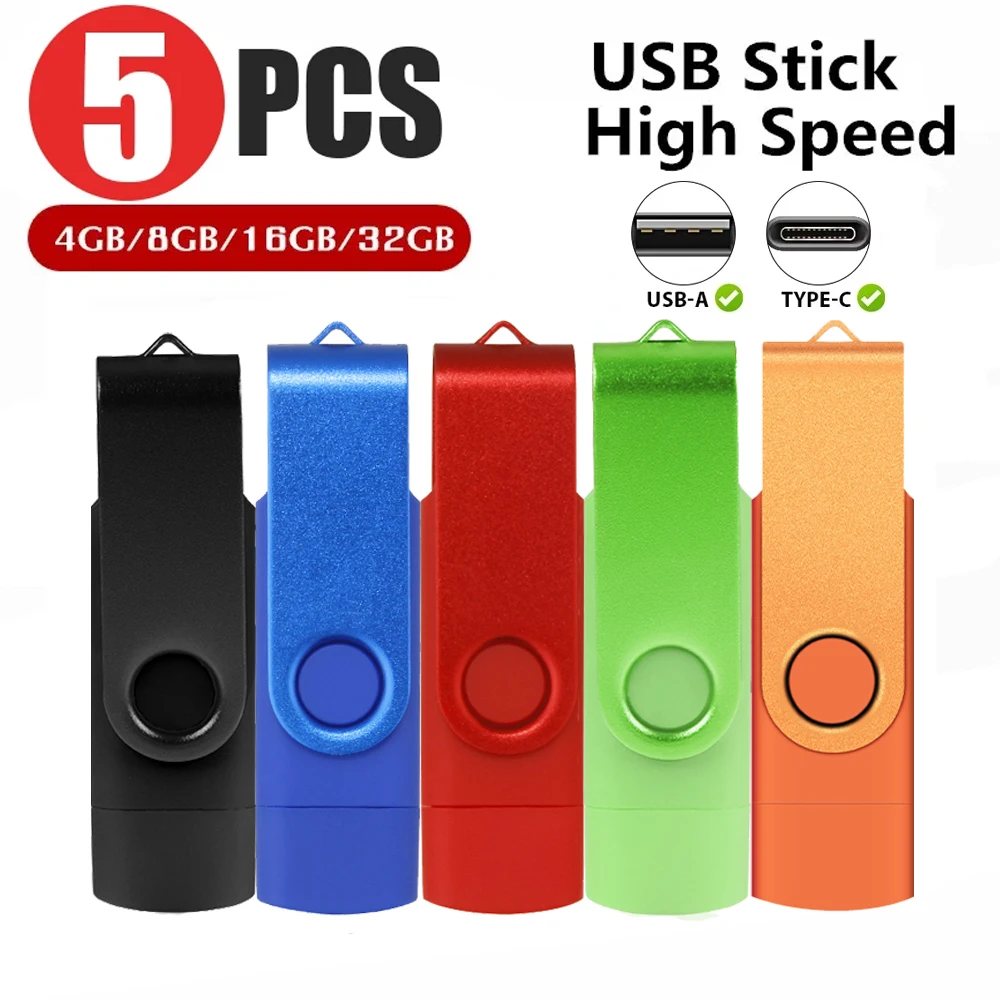 5PCS/Lot  TYPE-C USB Fash Drive 64GB 32GB 16GB 8GB 4GB 1GB 2g Pen Drive флешка Flash Drive Waterproof Memoria Cel Usb Stic