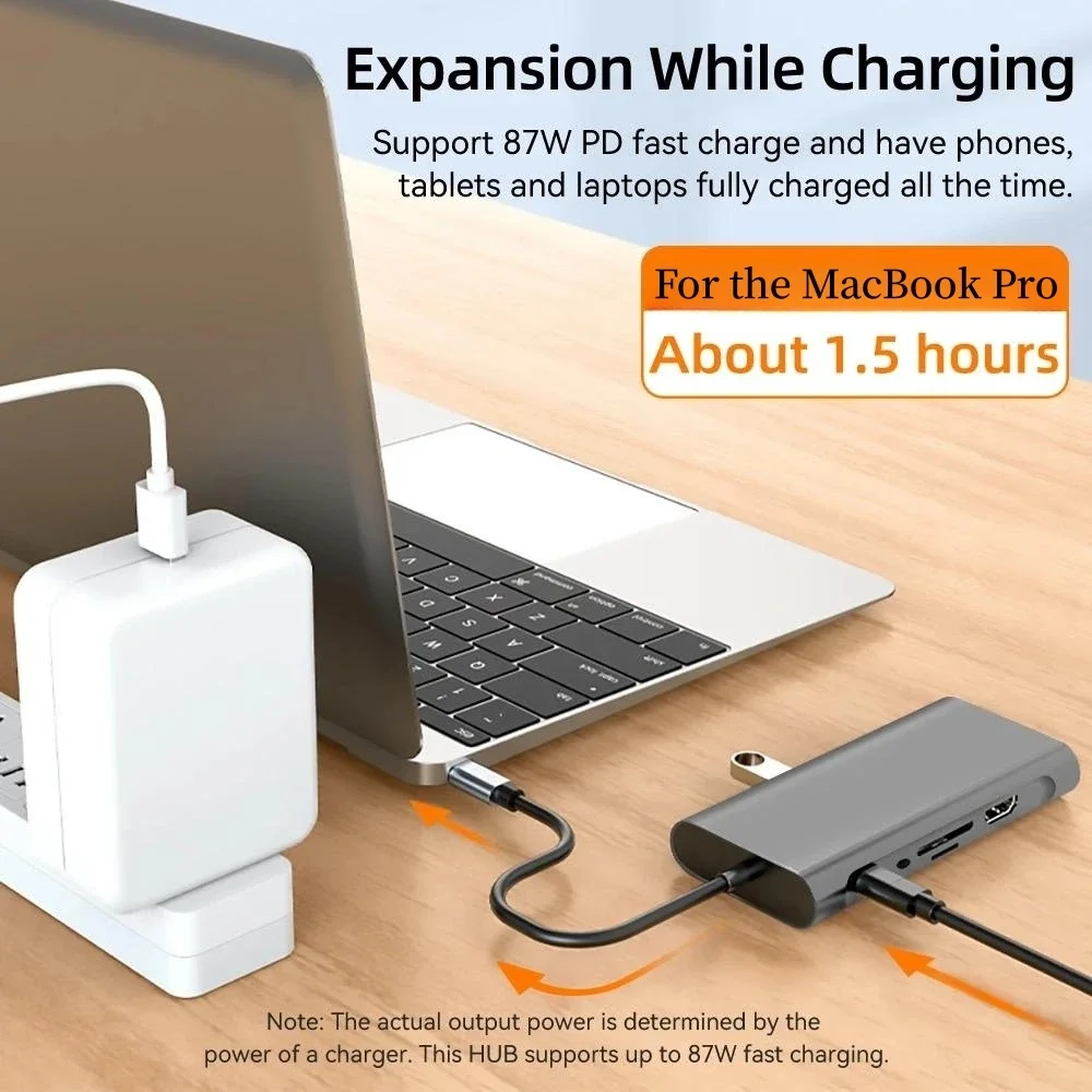 USB C HUB 11-in-1 USB C محول دونغل مع 4K HDMI/VGA/Type C PD/RJ45/ SD/TF قارئ بطاقات لجهاز MacBook Pro/Air M1 iPad