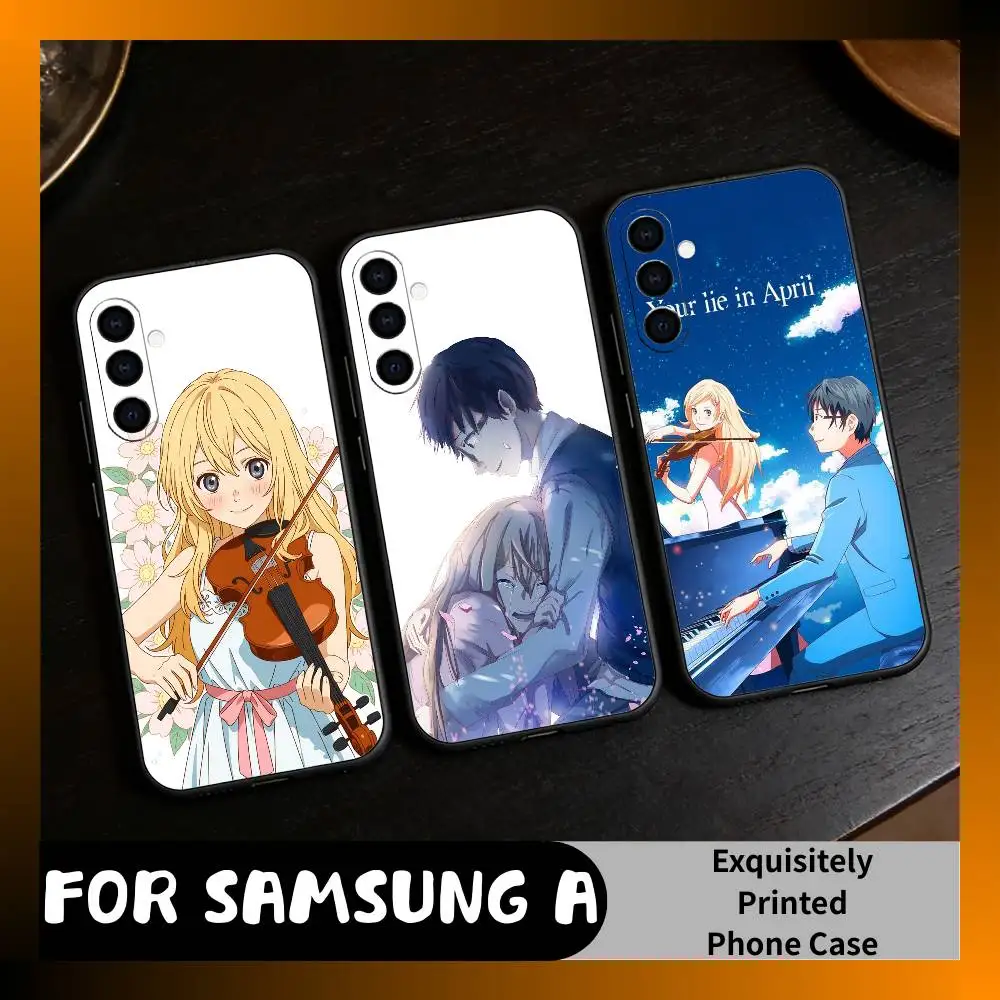Romantic Anime Y-Your Lie in April  Phone Case For Samsung Galaxy A73,A72,A71,A70,A52,A51 Others Soft Black Cover