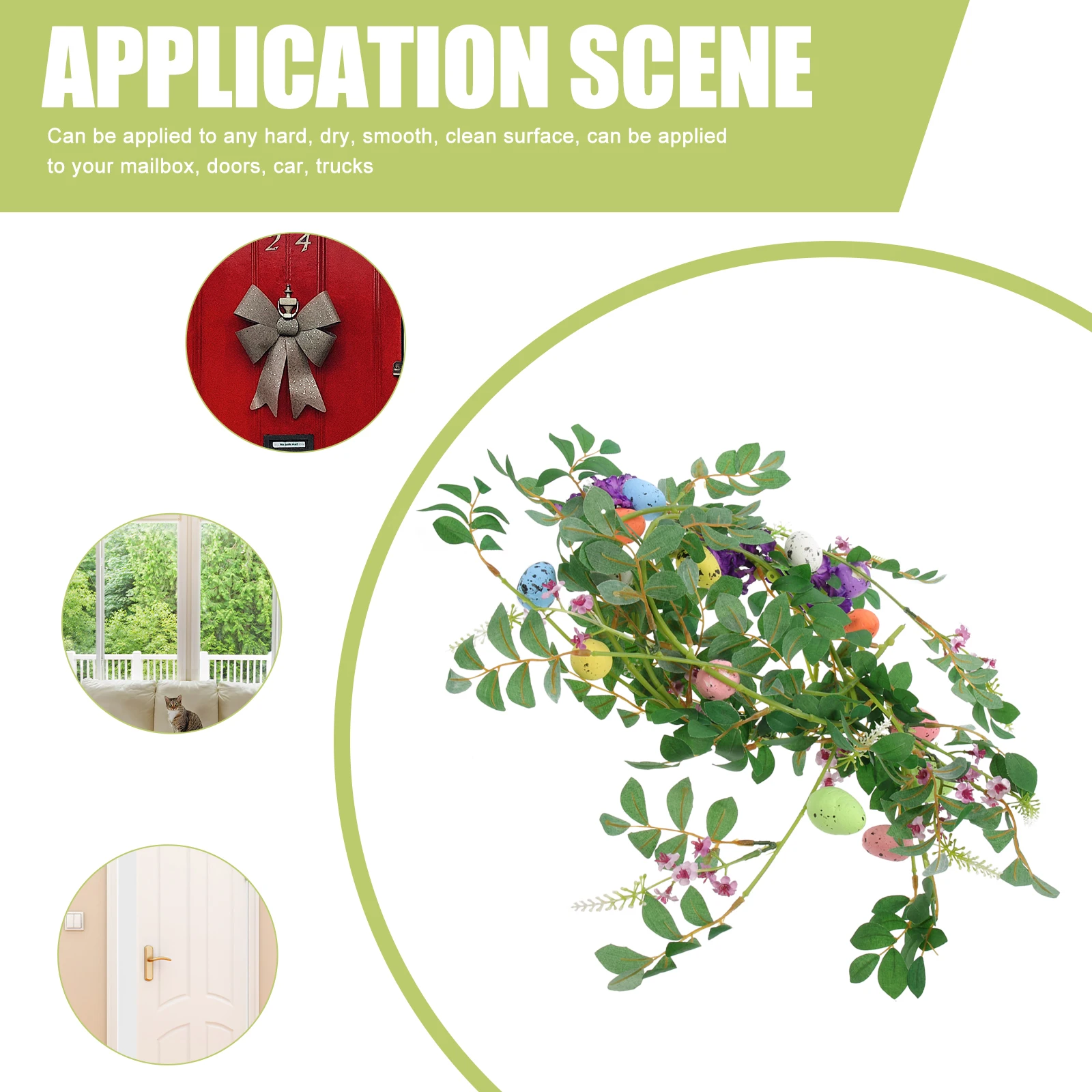 

Easter Decoration Plastic Eggs Wreath Hanging Home Door Wall Tree Pastel Leaf Flower Vines Spring DIY Holiday