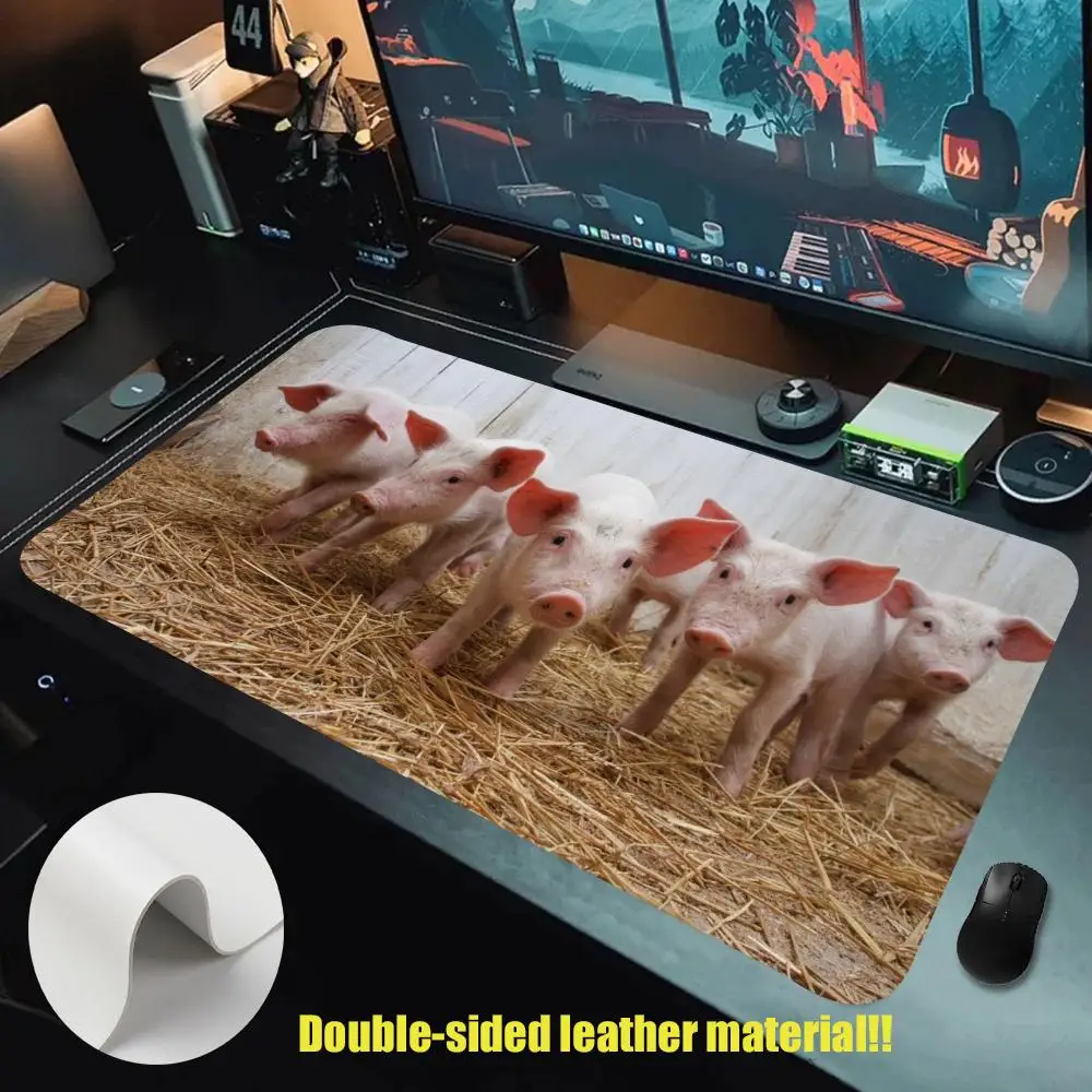 Pig Pork Delicious Cute Mouse Pad Leather XXL Keyboard Gamer Mouse Pad  Pc Large Non-slip Mouse  Desk Mat