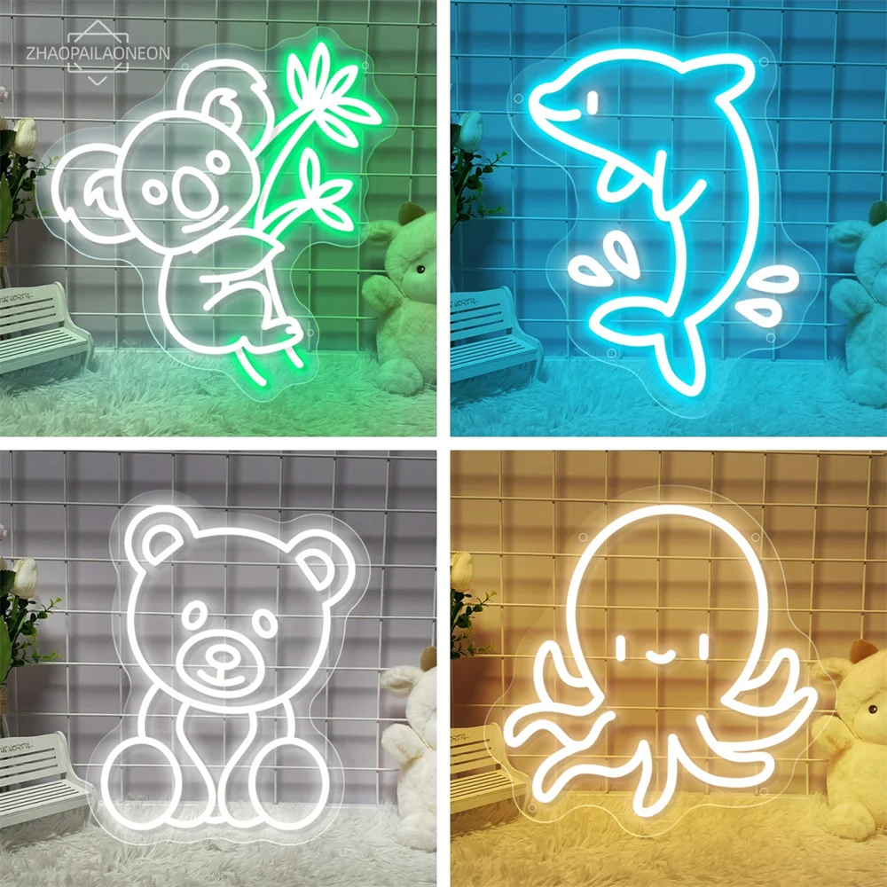 Panda Cartoon Neon Sign Personalized Led Signs Bedroom Decoration Room Wall Decor Home LED Night Light Home Neon Gift Girls Boys