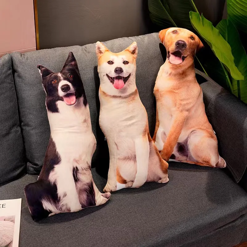 Heißer Großhandel 3d Simulation Hund Shiba Inu Bulldogge Labrador Corgi Nette Kissen Sofa Bett Auto Kissen Hause Dekoration Liebhaber Geschenk