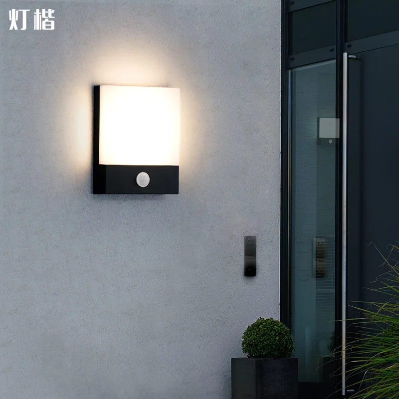 屋外led-ip65防水壁掛けライト、テラス外壁ヴィラセンサー、中庭ポーチライト、廊下庭園街路灯