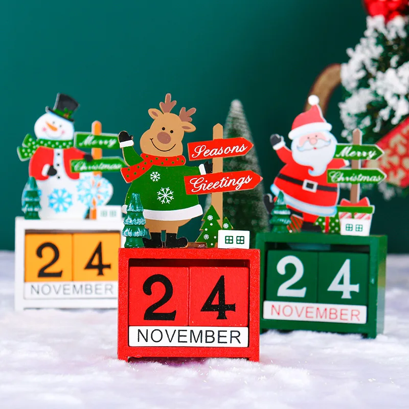 

Christmas Advent Number Countdown Calendar,Wooden Square Number Tabletop Calendar Decoration, Santa Claus Home Office Decoration