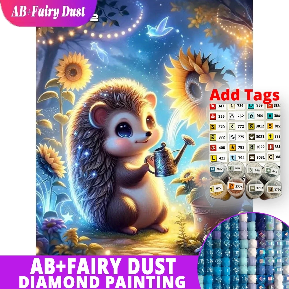 

AB Fairy Dust Hedgehog Diamond Embroidery Animal Painting DIY Acrylic Craft Supplies Mosaic Sunflower Child Hobby