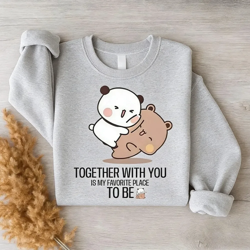 Bubu Dudu زوجين البلوز المعانقة الدببة هدية رومانسية الملابس هدية للذكرى السنوية ملابس الرجال النساء لطيف بلوزة كاجوال #4