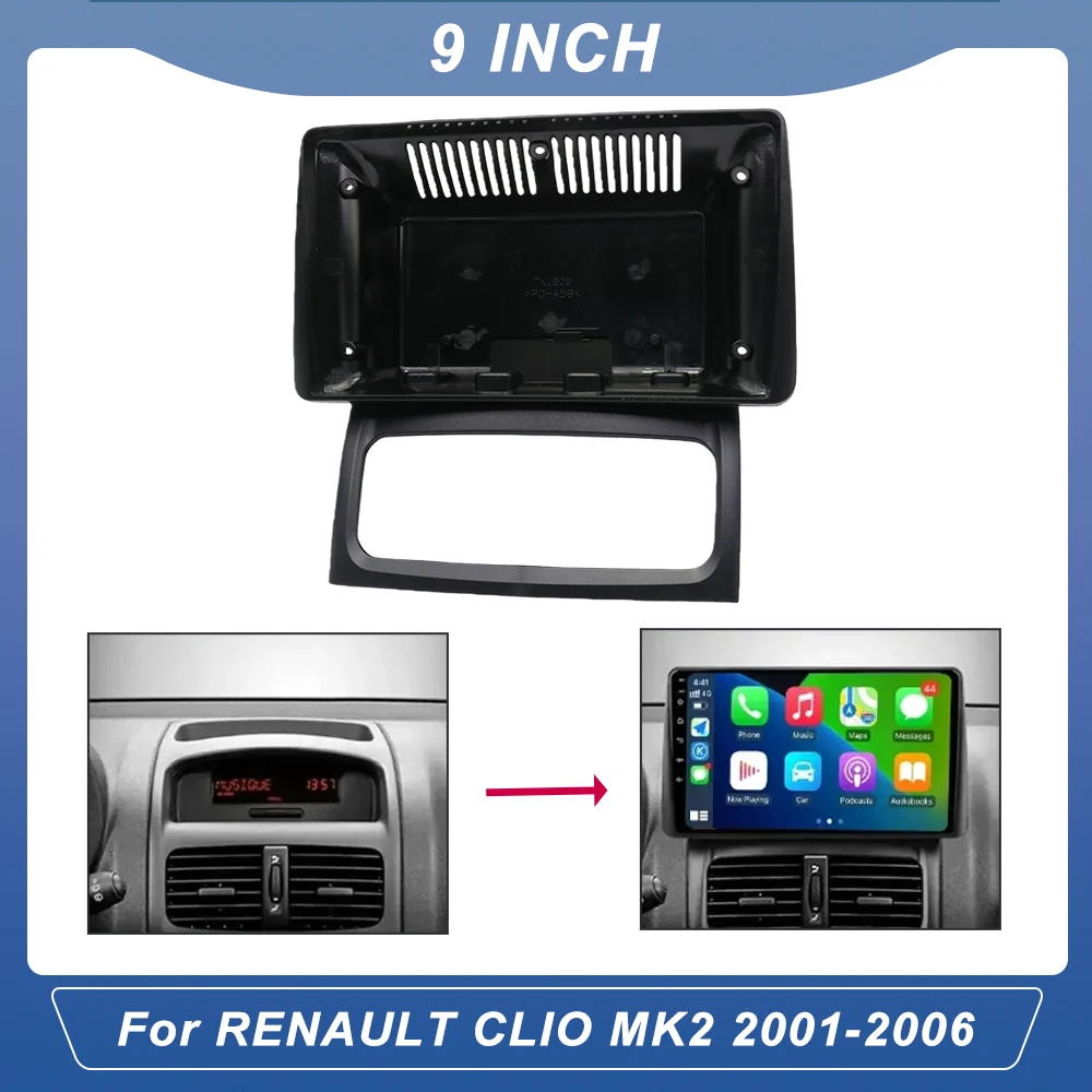 

9-дюймовый 22,86 см автомобильный радиоприемник, держатель центральной консоли, лицевая панель, рамка, комплект рамки для RENAULT CLIO MK2 2001-2006