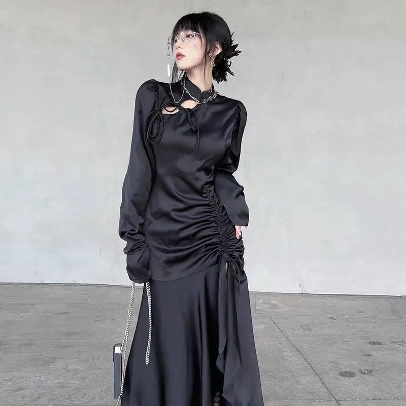Chinese Modified Cheongsam Design Niche and Dark High-end Celebrity Retro Dress for Women