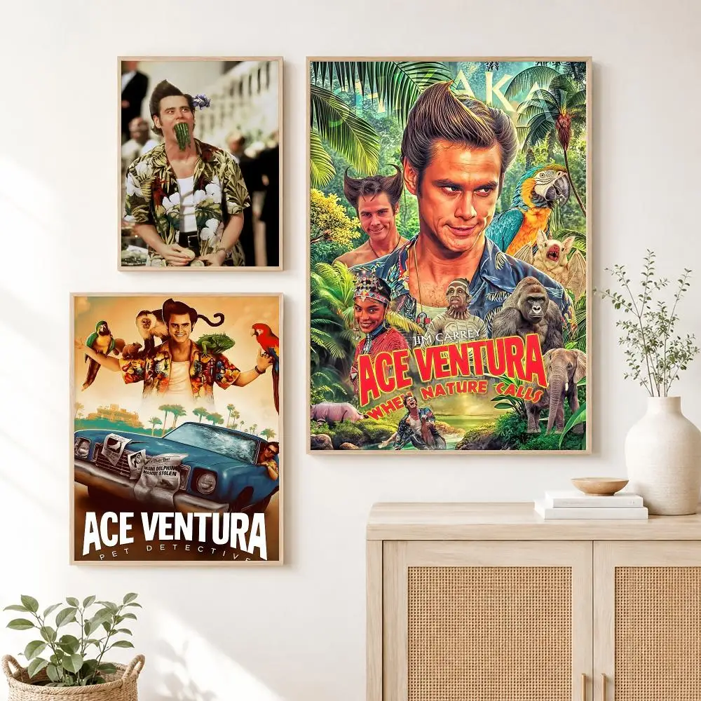Hot Movie A-Ace Ventura Poster Self Adhesive Wall Art Decor for Bedroom Living Room Office Home Decor Gift