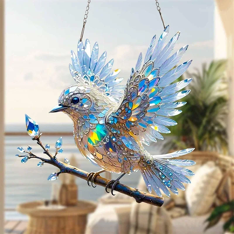 1PCS Bunte Acryl Vogel Behänge Anhänger Hause Dekoration Anhänger Schöne Wohnzimmer Hof Ornamente Dekoration Geschenke