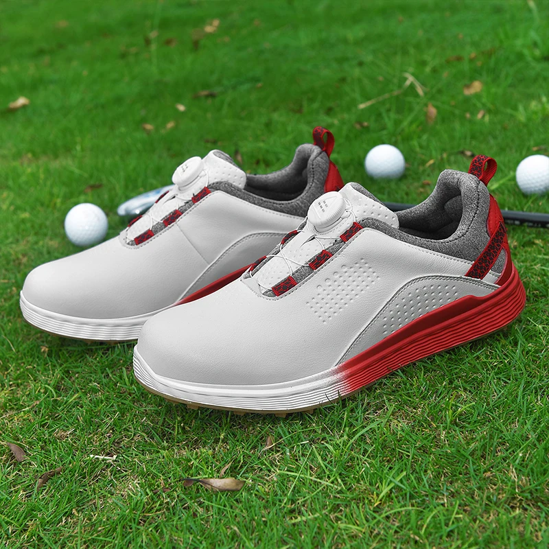 

Golf shoes Women Spikeless Waterproof Lightweight Comfortable Anti slip Stable Comfortable Walking Training Shoes Man red 38-45
