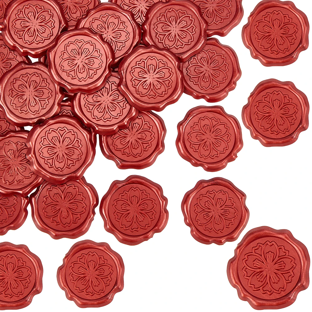 

25PCS Adhesive Wax Seal Stickers For Envelope Seal Red 30.8x30.8x2.2mm