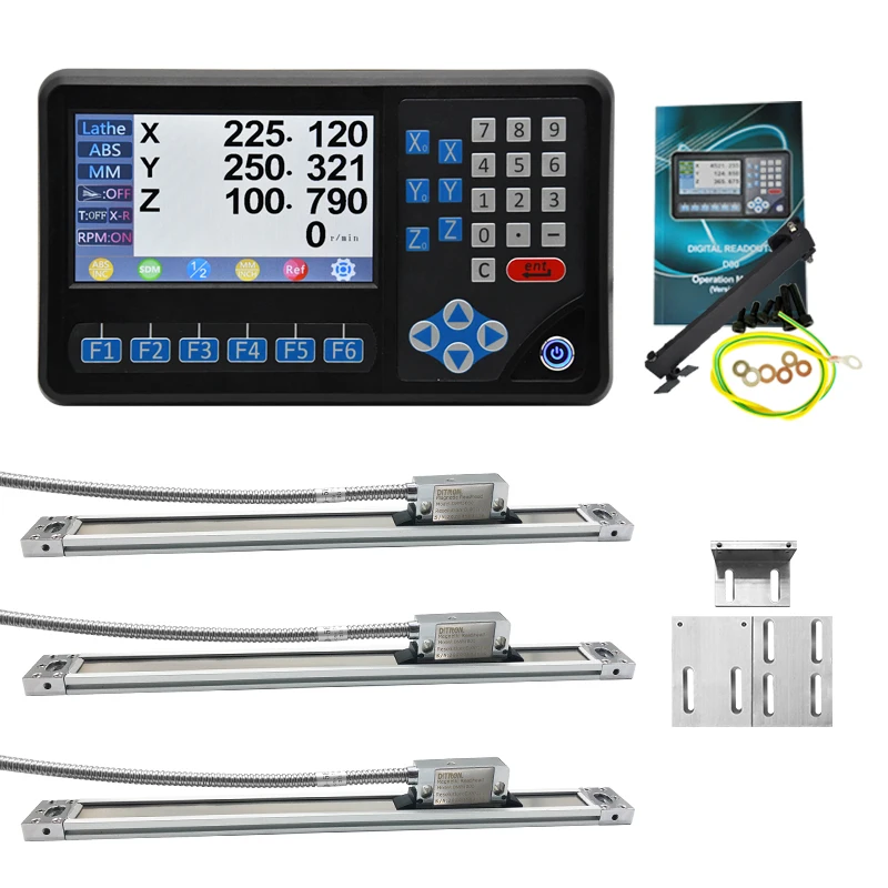 DITRON 3 Axis Digital Readout DRO Magnetic Scale Encoder 5um Resolution 50mm-1000mm for Lathe Mill Milling Machine