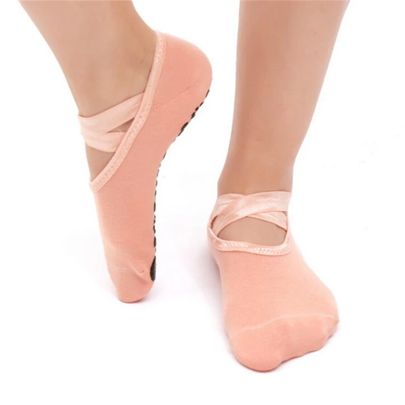 Women High Quality Bandage Yoga Socks Anti-Slip Quick-Dry Damping Pilates Ballet Socks Good Sticky Grip Cotton Ballet Dance