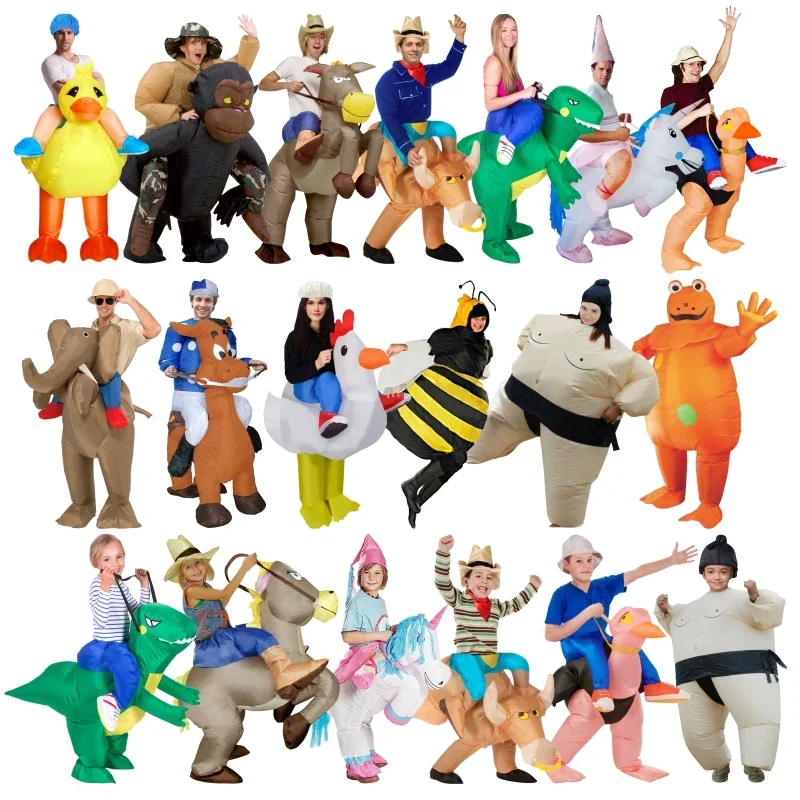 Urlaub Karneval Kostüm Frauen Dinosaurier aufblasbares Kostüm lustige Party kleid Tier Cosplay Halloween Kostüm für Kinder