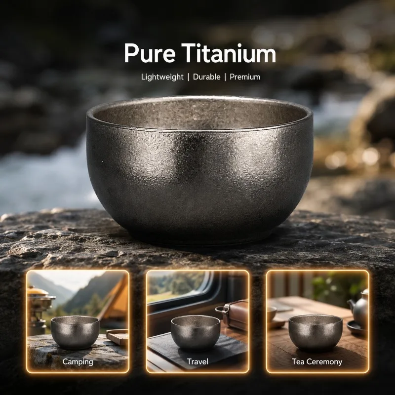 Pure Titanium Crystalline Master Mug Compact Camping Gongfu Sip Cup Individual Alloy Vessel Anti-rust Teaware Premium Outdoor