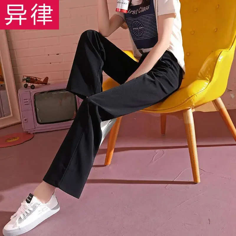 

Women Pants Black Female Suit Cropped Pants Loose Straight Smoke Pipe Spring And Autumn Workwear Pantalones De Mujer