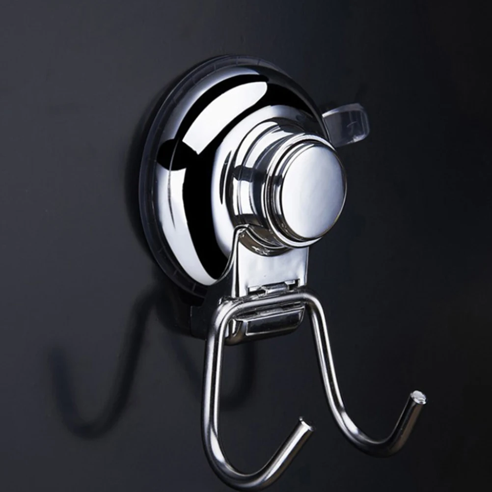 

2pc Suction Cup Hooks Double Stainless Steel Seamless Strong Bathroom Kitchen Wall Mount Non-porous Reusable Shower Towel