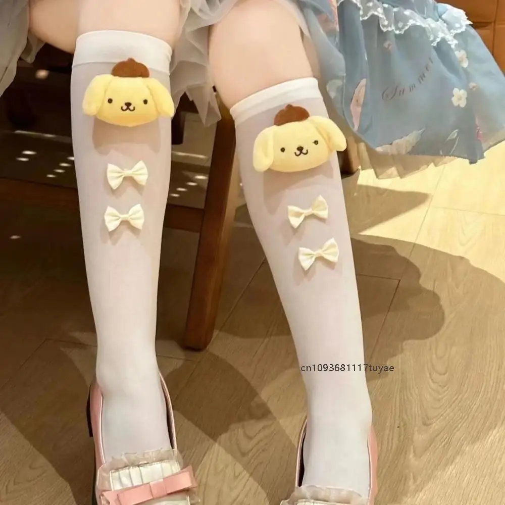 سينامورول كورومي دمية القوس الأطفال الجوارب لوليتا Kawaii أنيمي ميلودي الصيف الحلو لطيف الكرتون رقيقة كومة جورب لوليتا العجل الجوارب