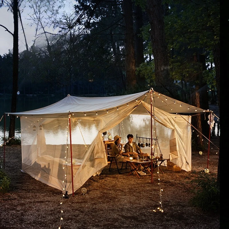 

Outdoor canopy tent camping camping silver picnic mesh, awning reinforced rainproof