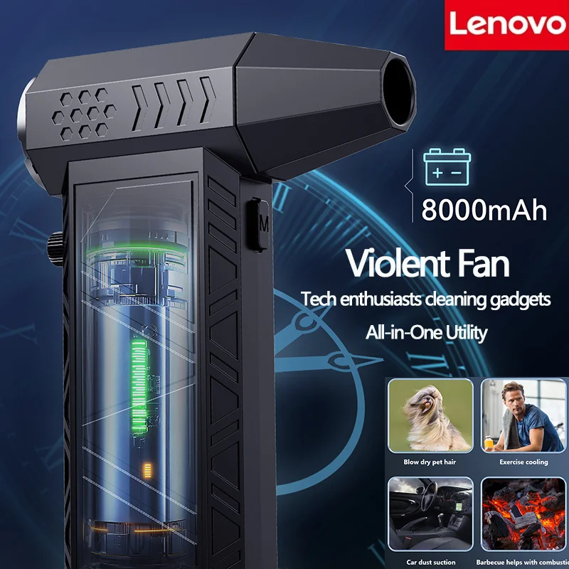 

Lenovo Violent Fan 1000000RPM Powerful Air Blower Vacuum Dust Cleaner Charging Strong Winds 58m/s Brushless Turbo Jet Blower