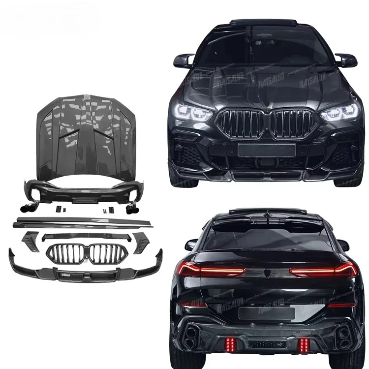 X6 G06 X6 G06 M Kit de carrocería de fibra de carbono estilo LD mejorado deportivo incluye cubierta de motor labio delantero difusor trasero alerón lateral