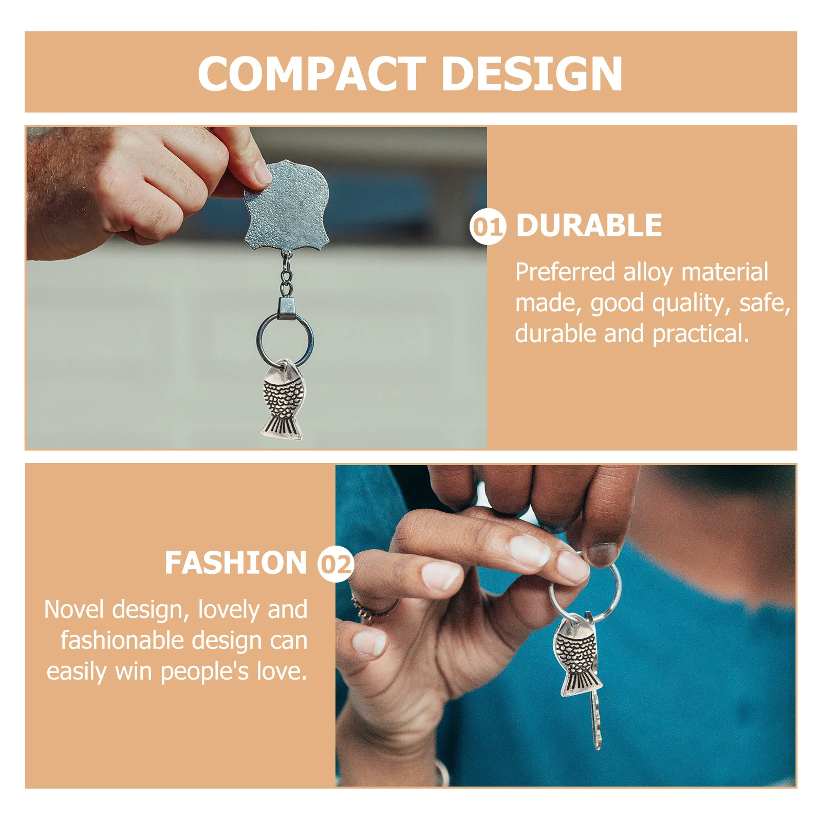 

50Pcs Carp DIY Pendants Alloy Vintage Keychain Bag Charms Creative Metal Pendant Charm for Jewelry Craft Making