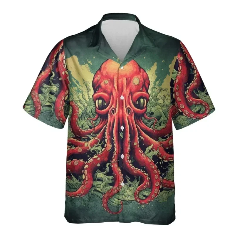 

Summer Men's Shirt Animal Octopus Graphic Turndow 3D Print Daily Short Sleeve Button-Down Designer Clothig Shirts & Blouses