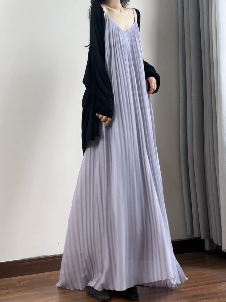 

Свободная макси-платье с v-образным вырезом, летняя простая длинная юбка, утягивающая шифоновая удлиненная цельная женская одежда