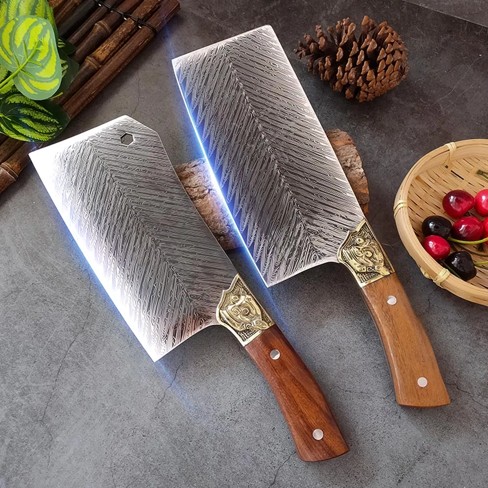 

8 Inch Chef Butcher Knife 9CR18 Steel Chinese Kitchen Knives Professional Cleaver Vegetable Meat Slicing Knife