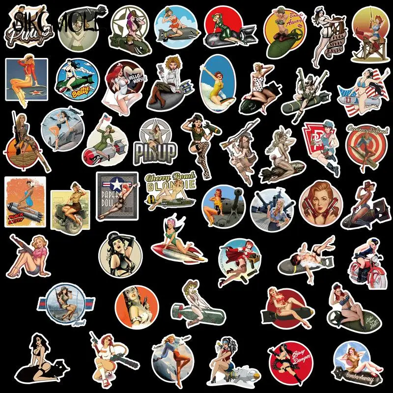 10/30/50PCS Mixed World War II Sexy Pin Up Girl Poster Stickers DIY Toys Car Phone Motorcycle Luggage Laptop Decal Sticker F5