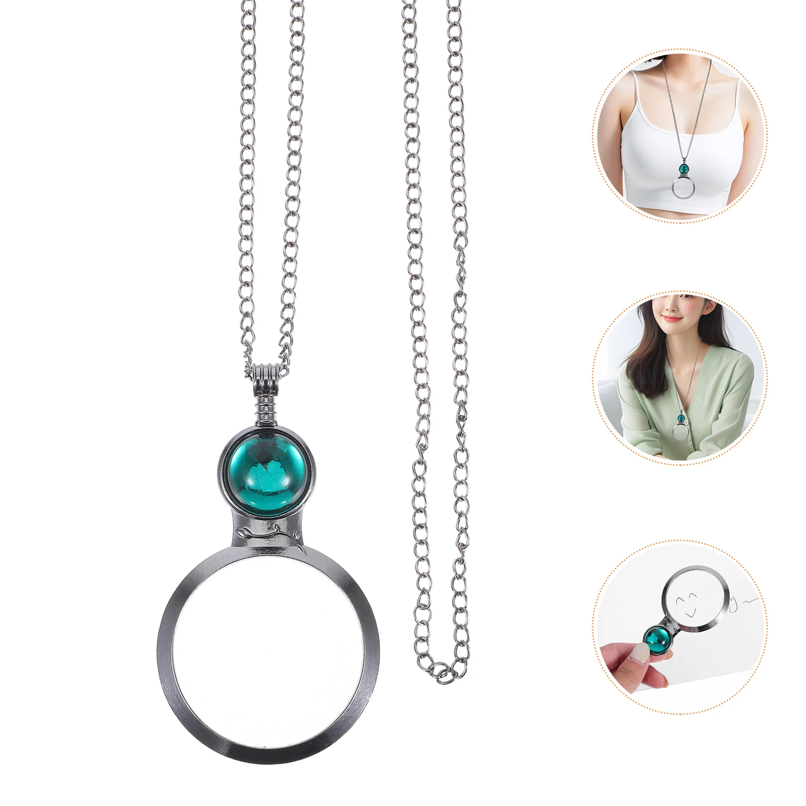 

8X Magnifying Glass Necklace Vintage Reading Magnifier Pendant For Book Newspaper Jewelry Inspection Lightweight Portable Loupe
