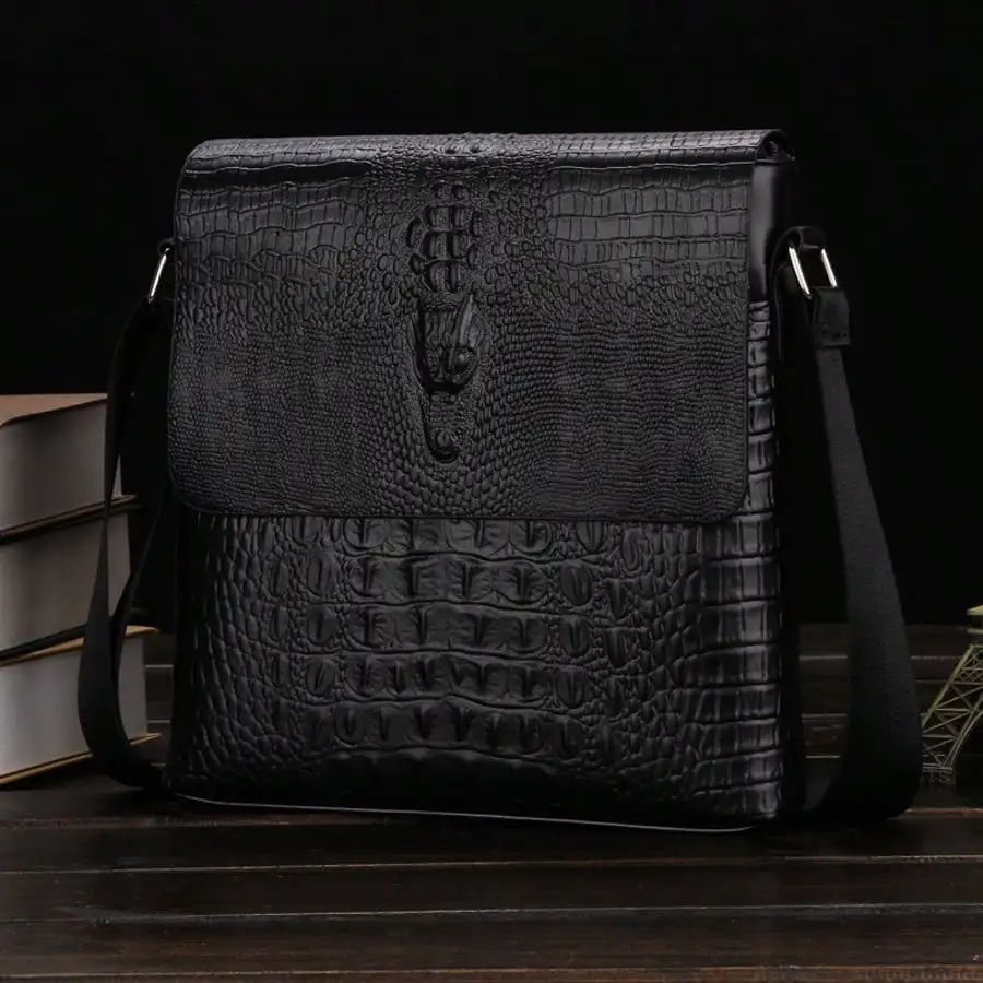

Crocodile Print Men's Briefcase Shoulder Bag Crossbody Messenger Handbag For Business