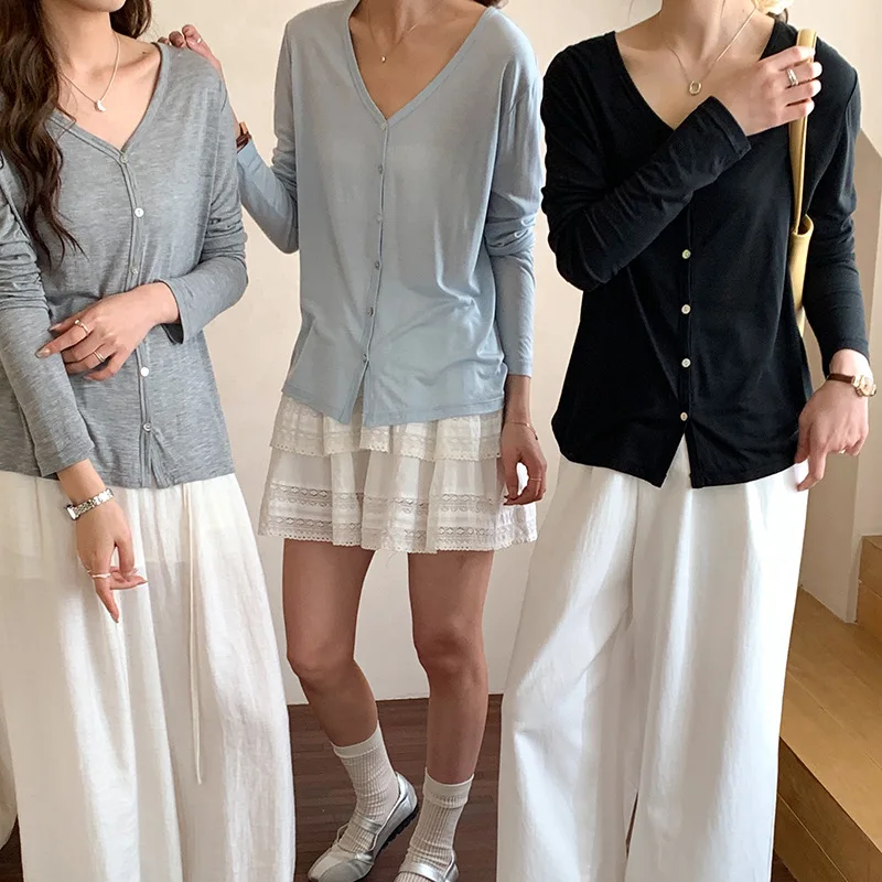 

Женский кардиган из ацетата, весна-лето 2021, новая высокоэластичная куртка, топ с длинными рукавами на пуговицах