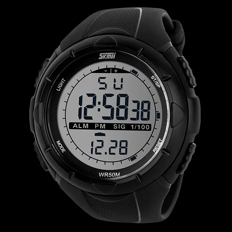 SKMEI موضة بسيطة ساعة رياضية الرجال الساعات العسكرية ساعة تنبيه مقاومة للصدمات ساعة رقمية مقاومة للماء reloj hombre 1025