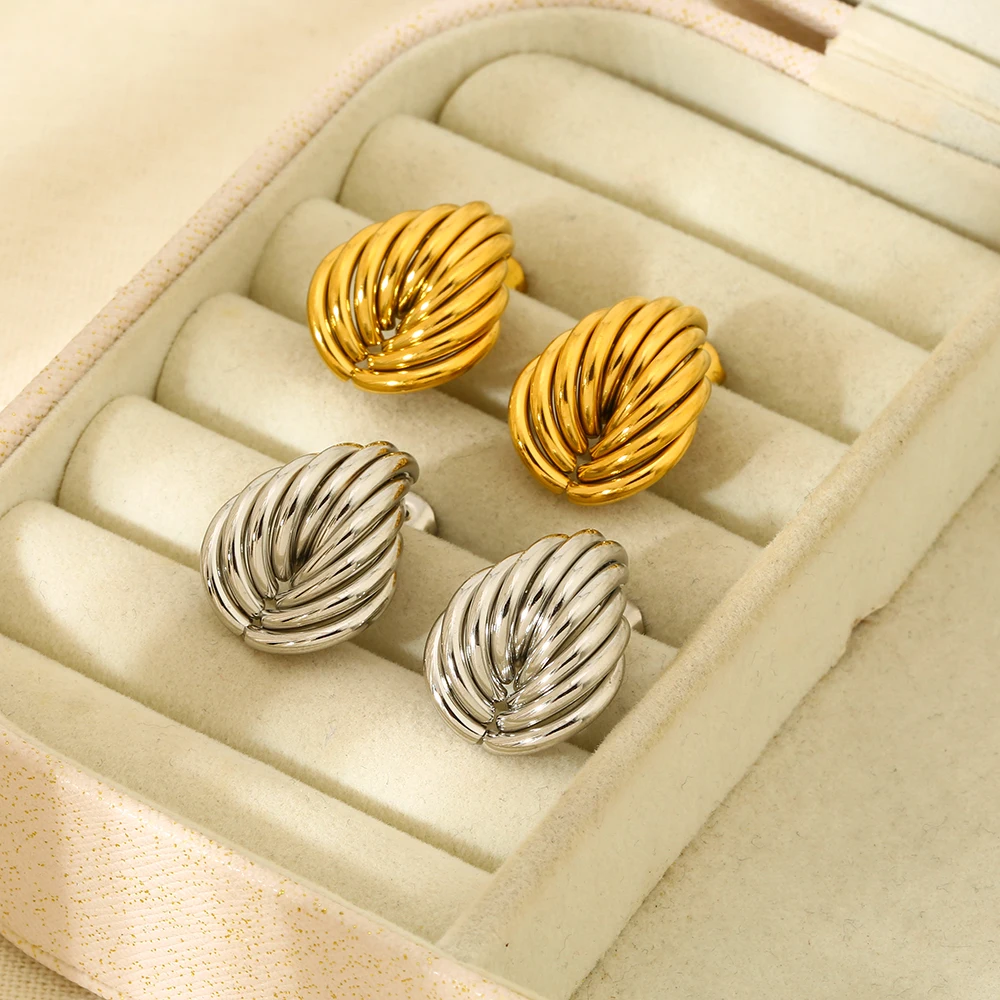 Stylish Geometric Line Irregular Earrings Personality 18K Gold Plated Stainless Steel Heart Stud Earrings Women Jewelry Earrings