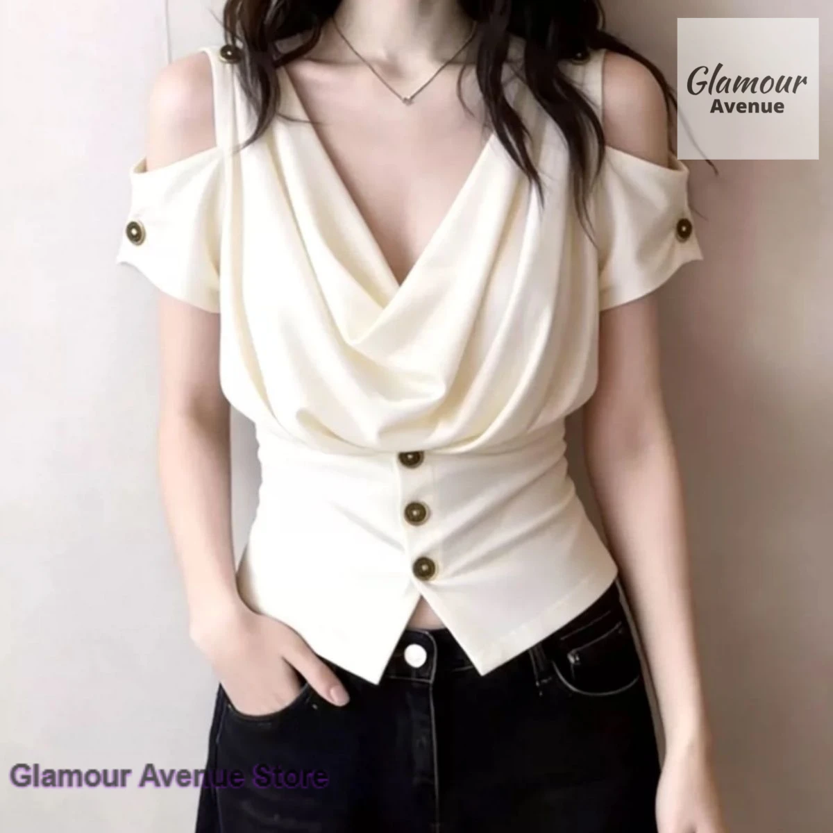 French-style advanced design solid color fashion top women's summer new sweet and beautiful casual temperament Joker shirt