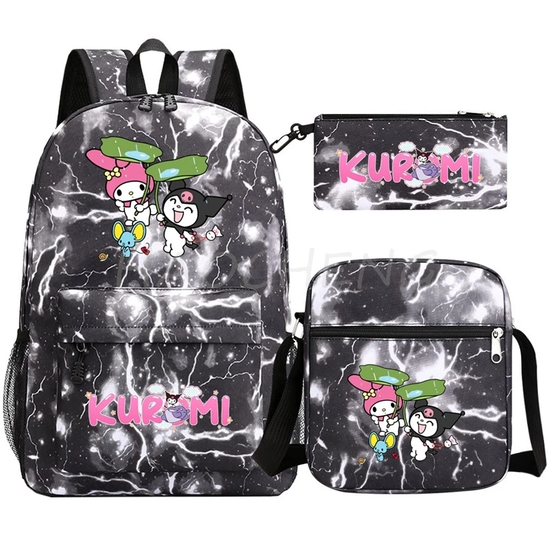 素敵なクロミメロディーバックパック十代のバッグガールズボーイズ 3 ピース/セット詐欺師 Rugzak スクールバッグかわいい鉛筆ケース