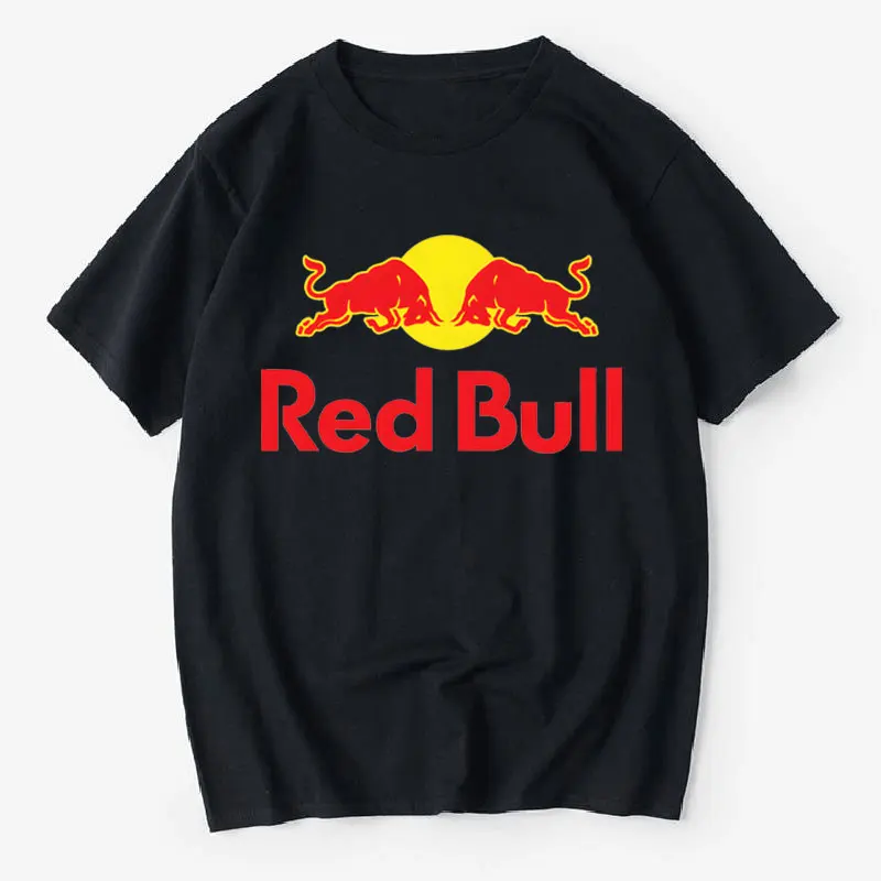 

2025 Summer cotton top short-sleeved Oversized T-shirt with Red Bull logo print Casual sportswear daily Street Men's clothing