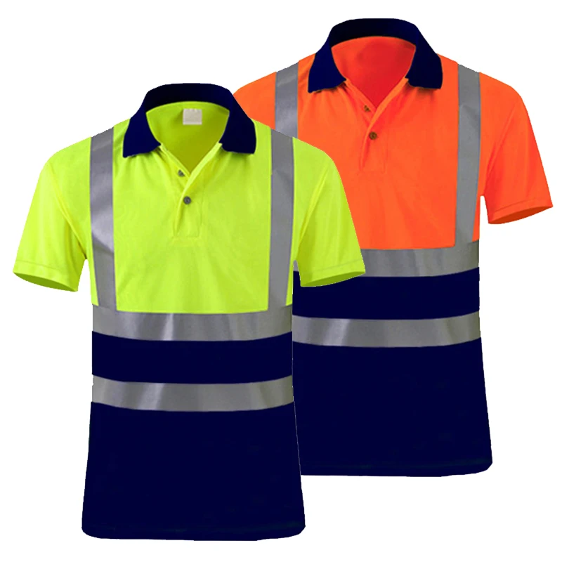 Hi Vis T-Shirt Short-Sleeved Work Shirt Reflective Warning Polo Shirt Two Tone Safety Clothing Workwear