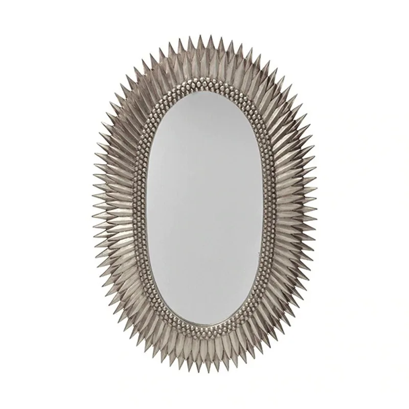 

American light luxury leaf oval starburst mirror/hotel/villa hanging mirror/soft decoration design decorative mirror