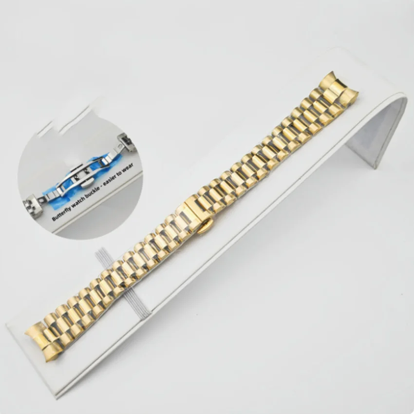 Nuovo braccialetto presidenziale modificato da 17 mm e cinturino a vite in acciaio massiccio con fibbia a farfalla per cassa dell'orologio Datejust da 31 mm per movimento NH05