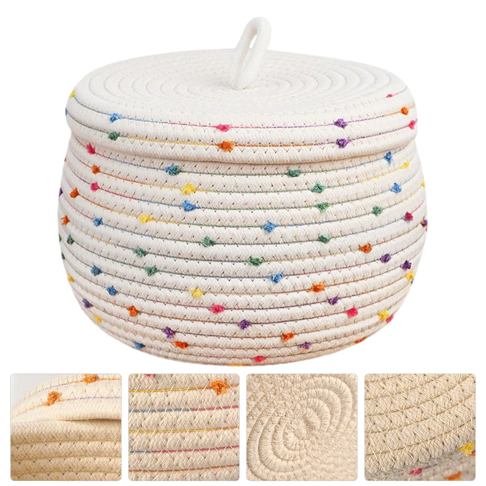 

Cotton Rope Storage Basket Desktop Organizer Woven Container Bedroom Sundries Holder For Cosmetics Snacks