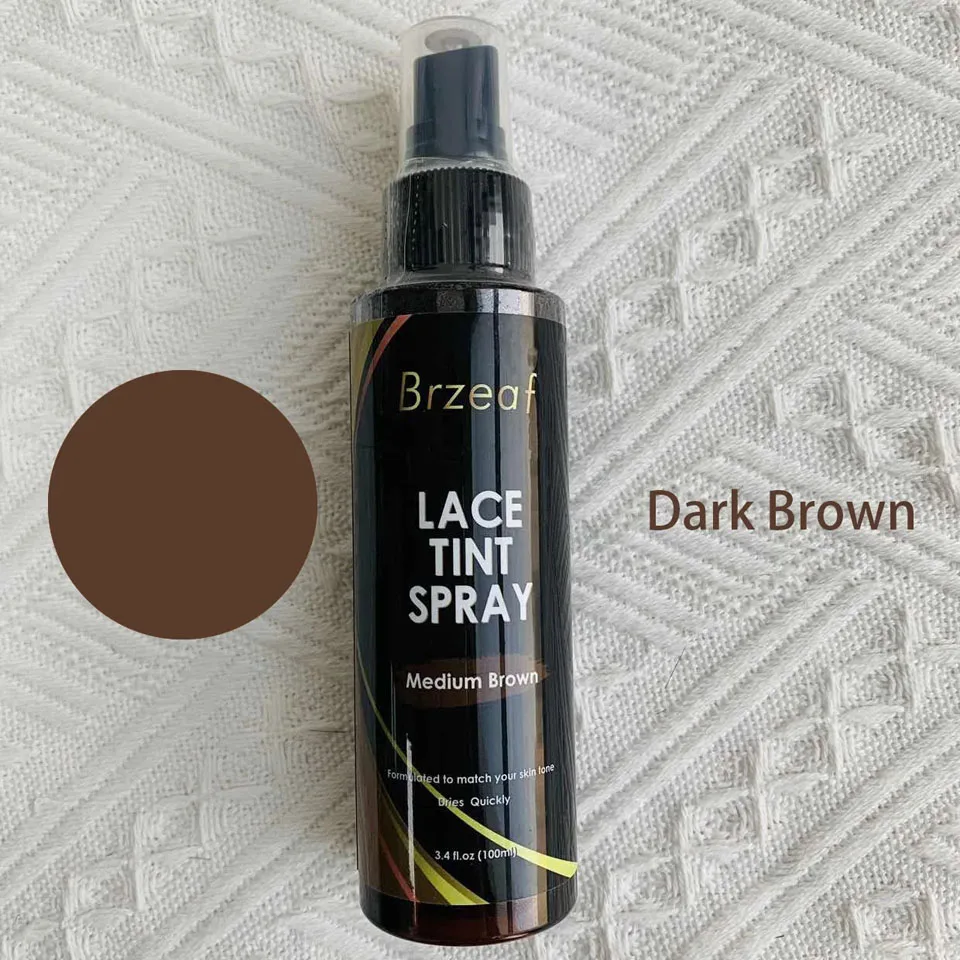 Кружевной оттенок-спрей для кружевных париков Темно-коричневый Средне-коричневый Светло-коричневый кружевной оттенок-спрей для застежек, париков и закрытия спереди 100 мл