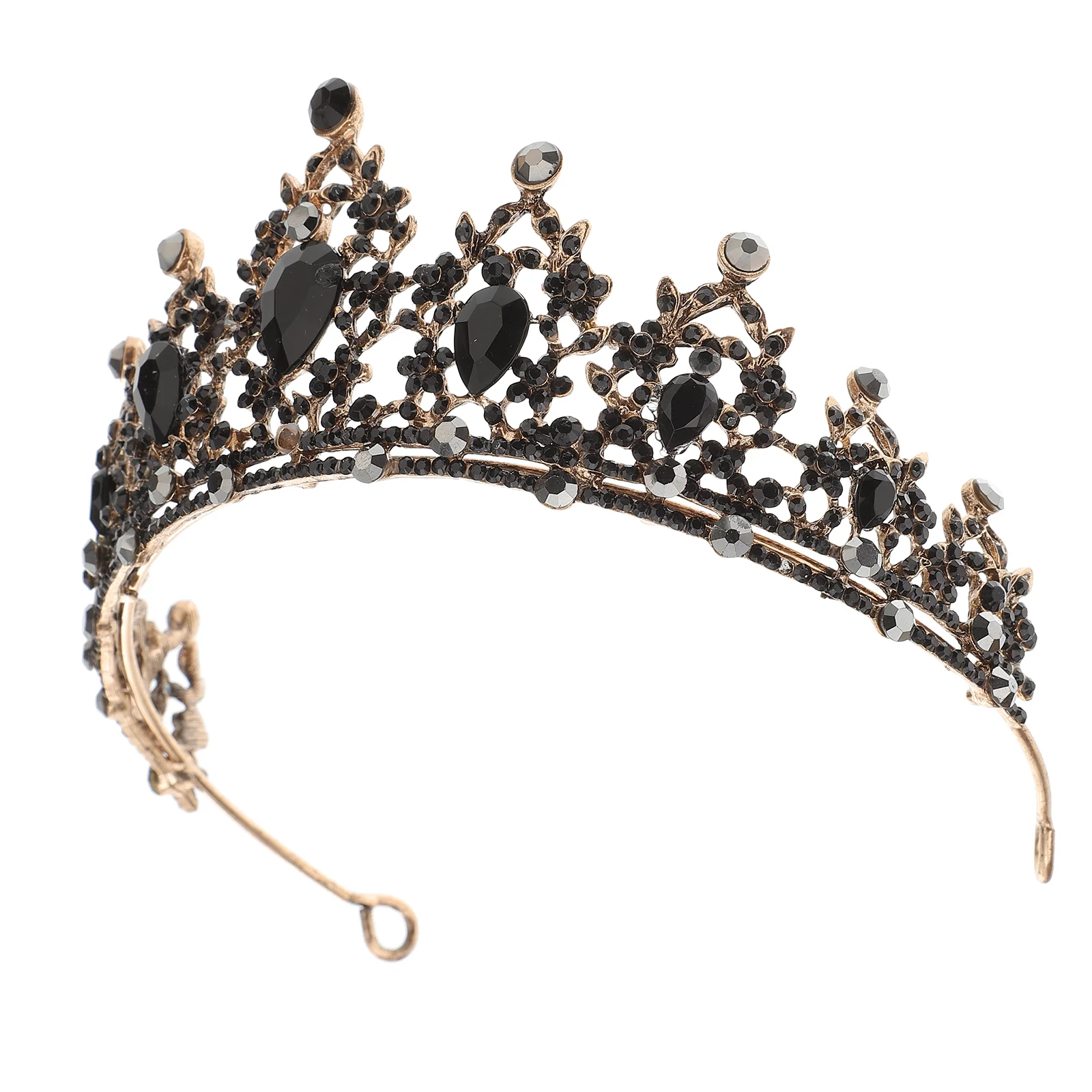 Baroque Retro Black Crown Stylish Bridal Wedding Headdress Headbands Vintage Styled Headwear Rhinestones Alloy Accessories