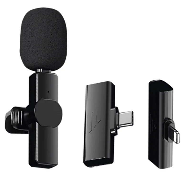 ABDQ-Wireless Lavalier Microphone Super Battery Life Microphone Suitable for IPhone IPad Android Live Recording Interview A